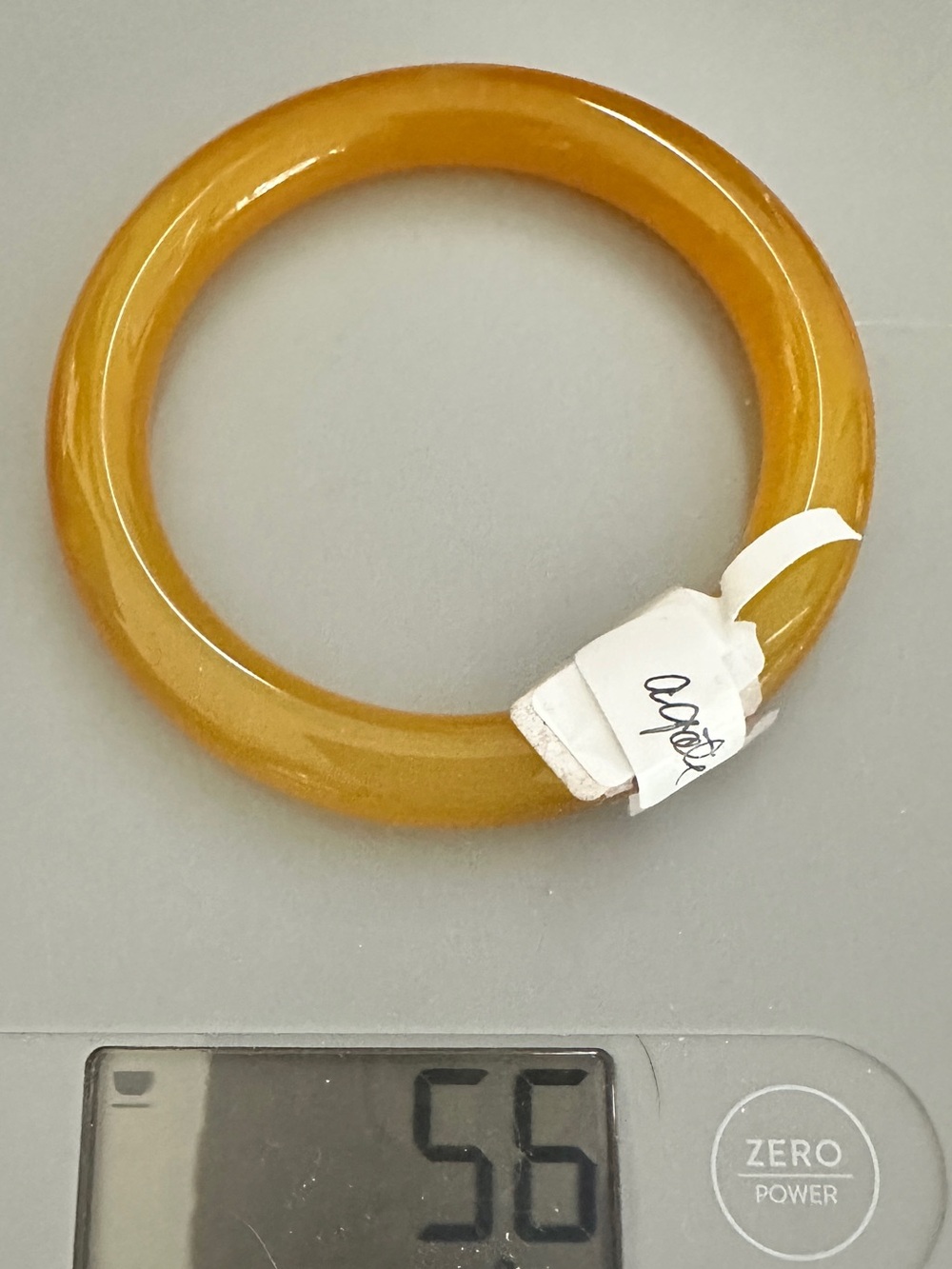 Vintage Yellow Agate Bangle Bracelet Chunky Solid Stone 2.5” great weight to it